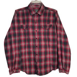 Woolrich Flannel Plaid Snap Button Shirt Women's Red Black Gray Size Medium